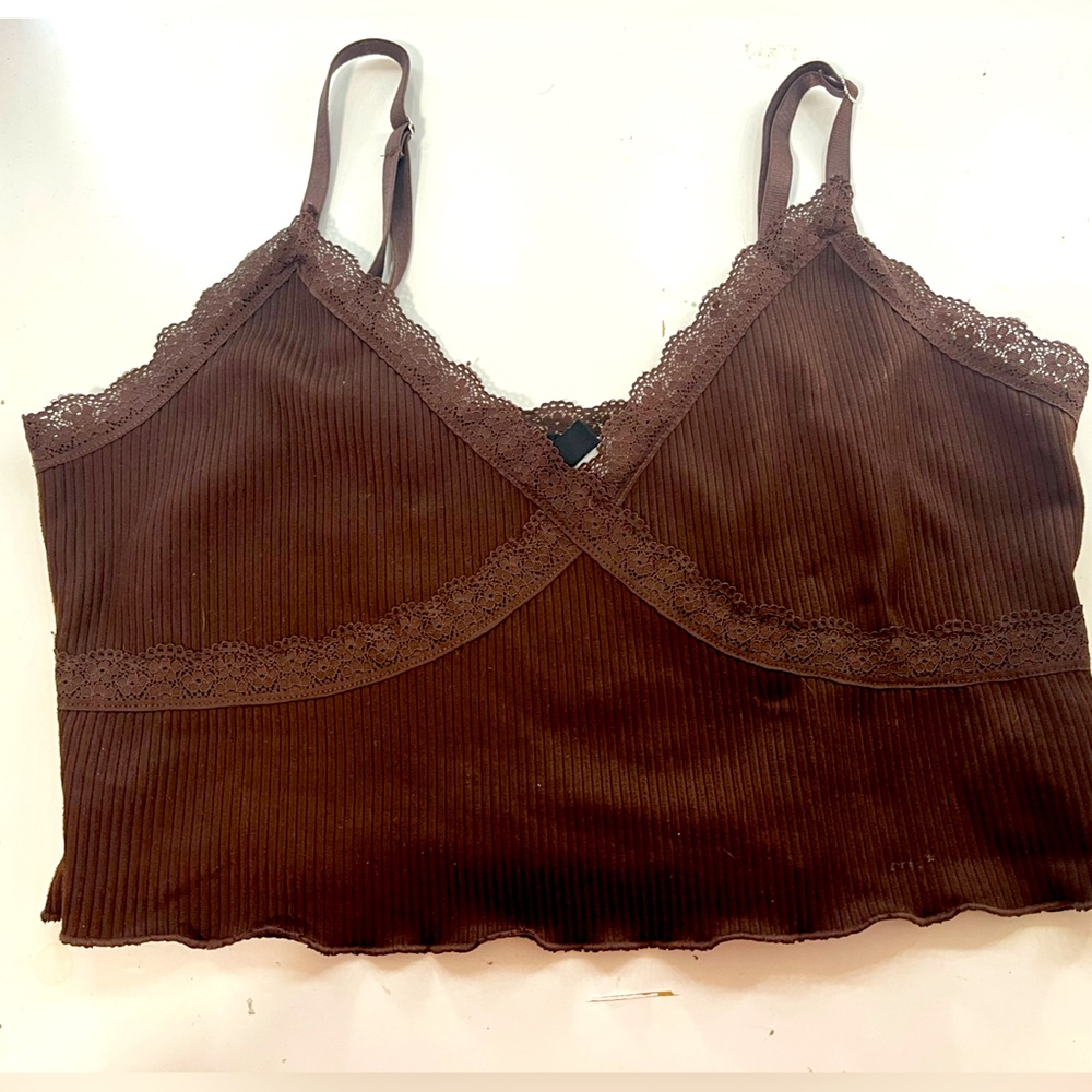 brown lace crop top never worn